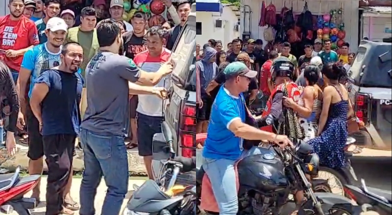 Homem agride policial após esfaquear o pai em Tonantins, vídeo chocante