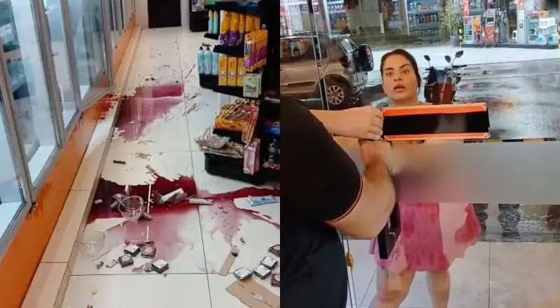 Enfurecida, mulher destrói loja de conveniência e é presa