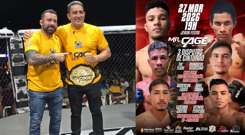 Com apoio de Simão Peixoto, MR. Cage 55 traz lutas épicas em Manaus