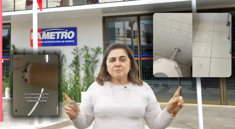 Alunas denunciam abandono nos banheiros da FAMETRO em Manaus.