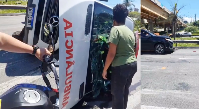 Ambulância capota e deixa enfermeiro em estado grave; assista ao vídeo
