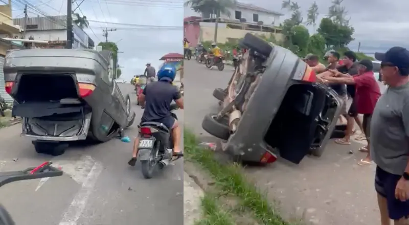 Vizinhos socorrem motorista e ajudam em acidente de carro