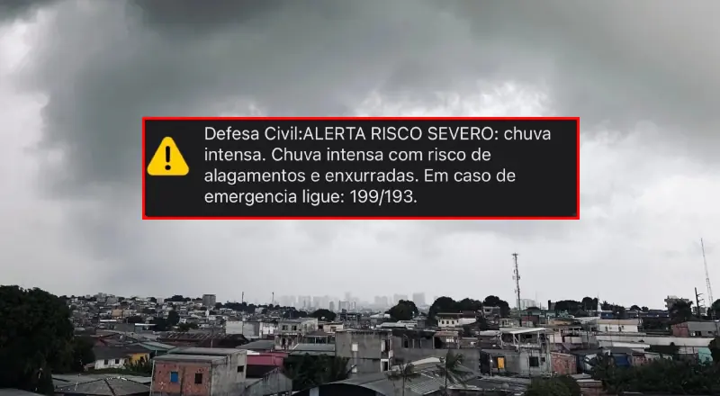 Defesa Civil emite alerta de risco severo para chuvas em Manaus