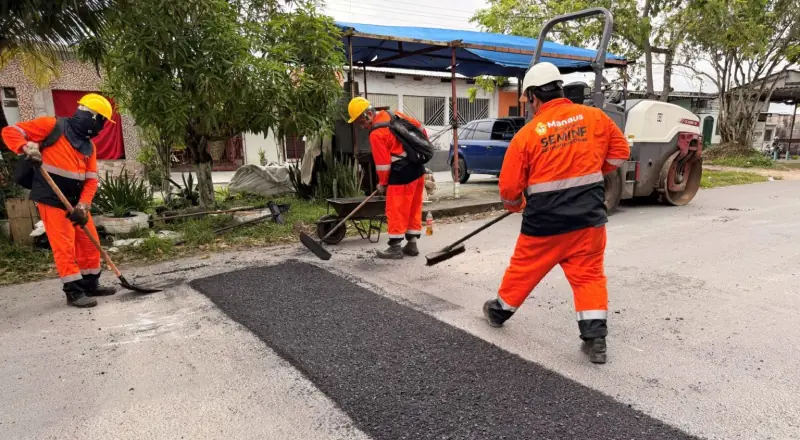 Prefeitura de Manaus intensifica operação ‘Tapa-Buracos’ no Nova Cidade