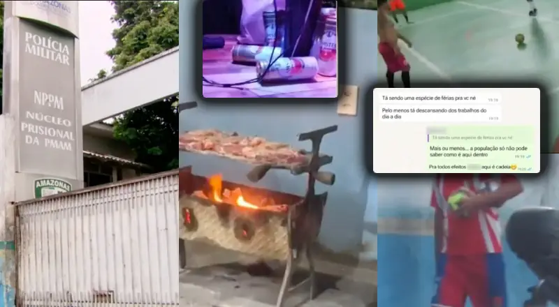 Churrasco, cerveja e bola: PMs presos debocham em Manaus