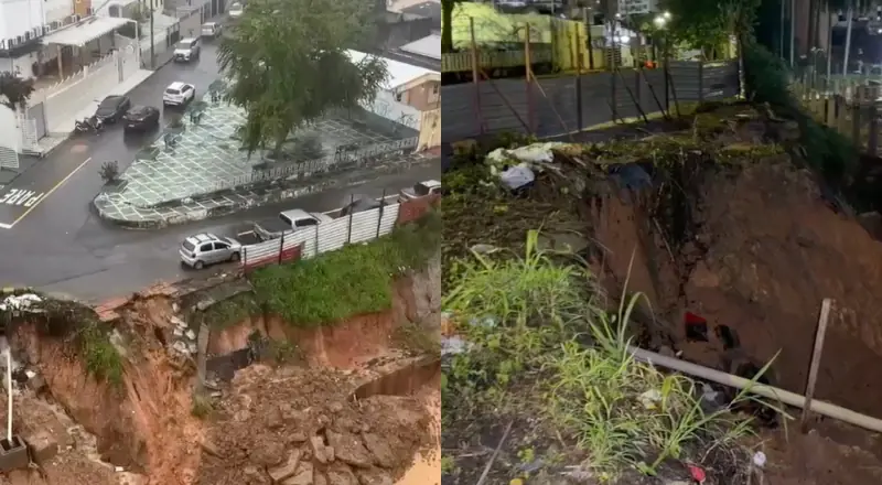 Cratera em terreno da Faculdade Santa Teresa gera preocupação local