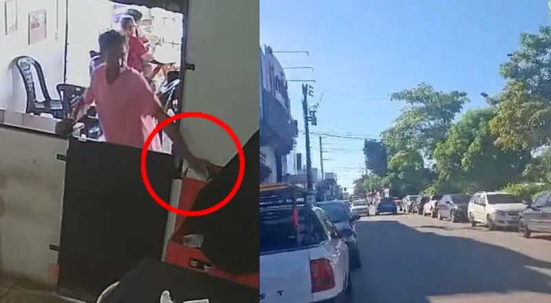 Vídeo mostra momento em que ladrão rouba celular de trabalhador
