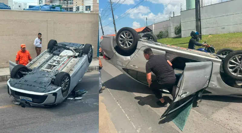 Carro capota na Colônia Japonesa; segurança em primeiro lugar!