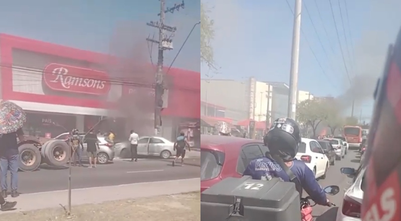 Incêndio em frente da Ramsons na Avenida Grande Circular: trânsito parado