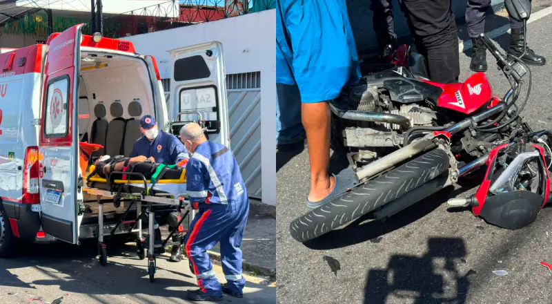 Em colisão com outro veículo, motociclista é socorrido com urgência