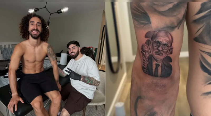 Promessa paga: Cucurella tatua rosto de Luis de la Fuente