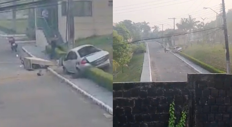 Carro desgovernado invade condomínio e fere moradores na Ponta Negra